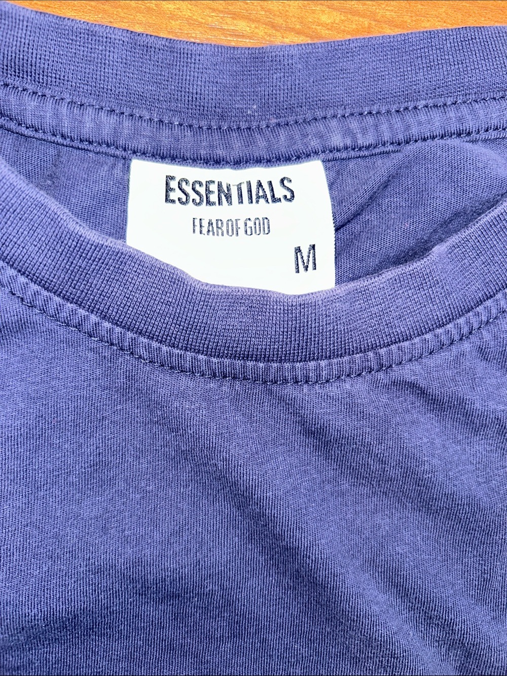 Essentials Fear Of God Men's Navy Blue Logo Short Sleeve Cotton T-Shirt M - Picture 3 of 10